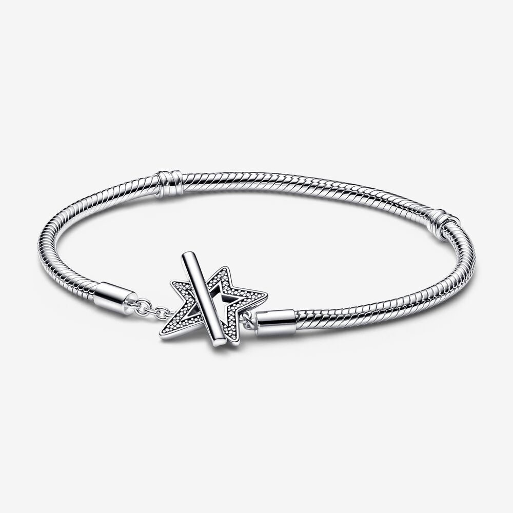 Pandora Moments Asymmetric Star T-bar Snake Chain Bracelet – Fifth