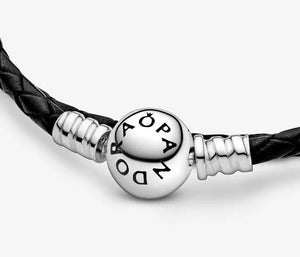 Pandora Moments Double Black Leather Bracelet - Fifth Avenue Jewellers
