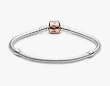 Load image into Gallery viewer, Pandora Moments Rose Clasp Snake Chain Bracelet - Fifth Avenue Jewellers
