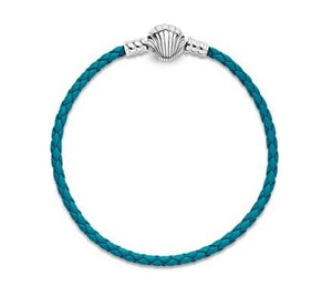 Pandora Moments Seashell Clasp Turquoise Braided Leather Bracelet - Fifth Avenue Jewellers