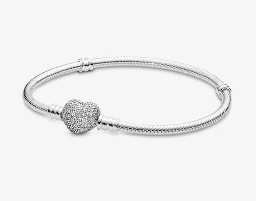 Pandora Moments Sparkling Heart Clasp Snake Chain Bracelet - Fifth Avenue Jewellers