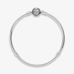 Pandora Moments Sparkling Heart Clasp Snake Chain Bracelet - Fifth Avenue Jewellers