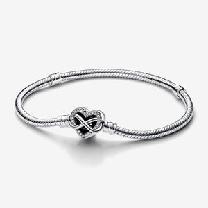 Pandora Moments Sparkling Infinity Heart Clasp Snake Chain Bracelet - Fifth Avenue Jewellers