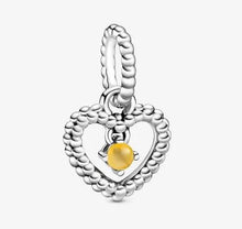 Load image into Gallery viewer, Pandora November Honey Beaded Heart Dangle Charm - Fifth Avenue Jewellers
