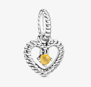 Pandora November Honey Beaded Heart Dangle Charm - Fifth Avenue Jewellers