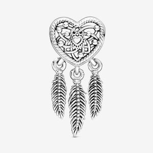 Pandora Openwork Heart & Three Feathers Dreamcatcher Charm - Fifth Avenue Jewellers