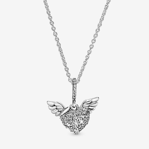Pandora Pavé Heart And Angel Wings Necklace - Fifth Avenue Jewellers