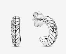 Load image into Gallery viewer, Pandora Pavé Snake Chain Pattern Hoop Earrings - Fifth Avenue Jewellers
