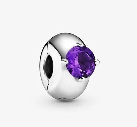 Pandora Purple Round Solitaire Clip Charm - Fifth Avenue Jewellers