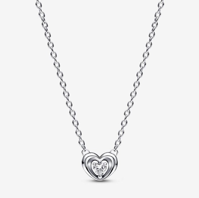 Pandora Radiant Heart & Floating Stone Pendant Collier Necklace - Fifth Avenue Jewellers