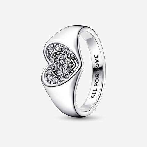 Pandora Radiant Heart Pavé Signet Ring - Fifth Avenue Jewellers
