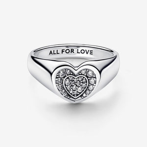 Pandora Radiant Heart Pavé Signet Ring - Fifth Avenue Jewellers