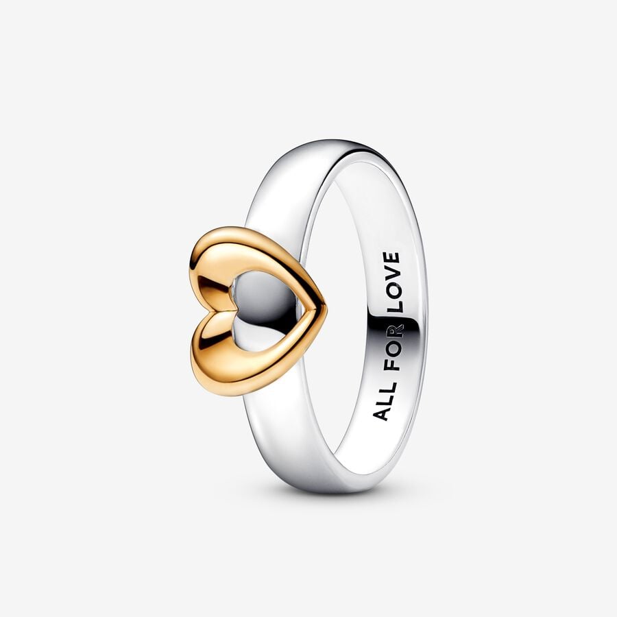 Two Tone Pandora Rings Pandora Radiant Two-tone Sliding Heart Ring – Fifth Avenue Jewellers