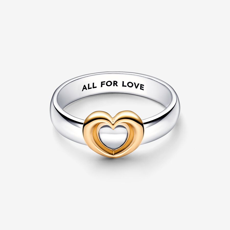 Two Tone Pandora Rings Pandora Radiant Two-tone Sliding Heart Ring – Fifth Avenue Jewellers