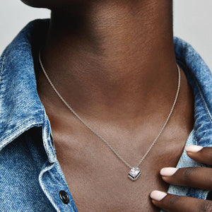 Pandora Rectangular Sparkling Halo Collier Necklace - Fifth Avenue Jewellers