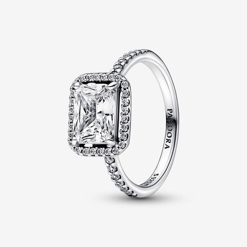 Pandora Rectangular Sparkling Halo Ring - Fifth Avenue Jewellers