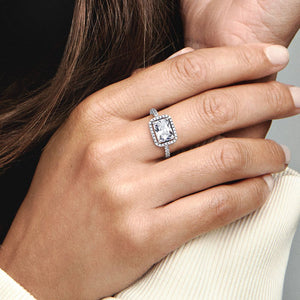 Pandora Rectangular Sparkling Halo Ring - Fifth Avenue Jewellers