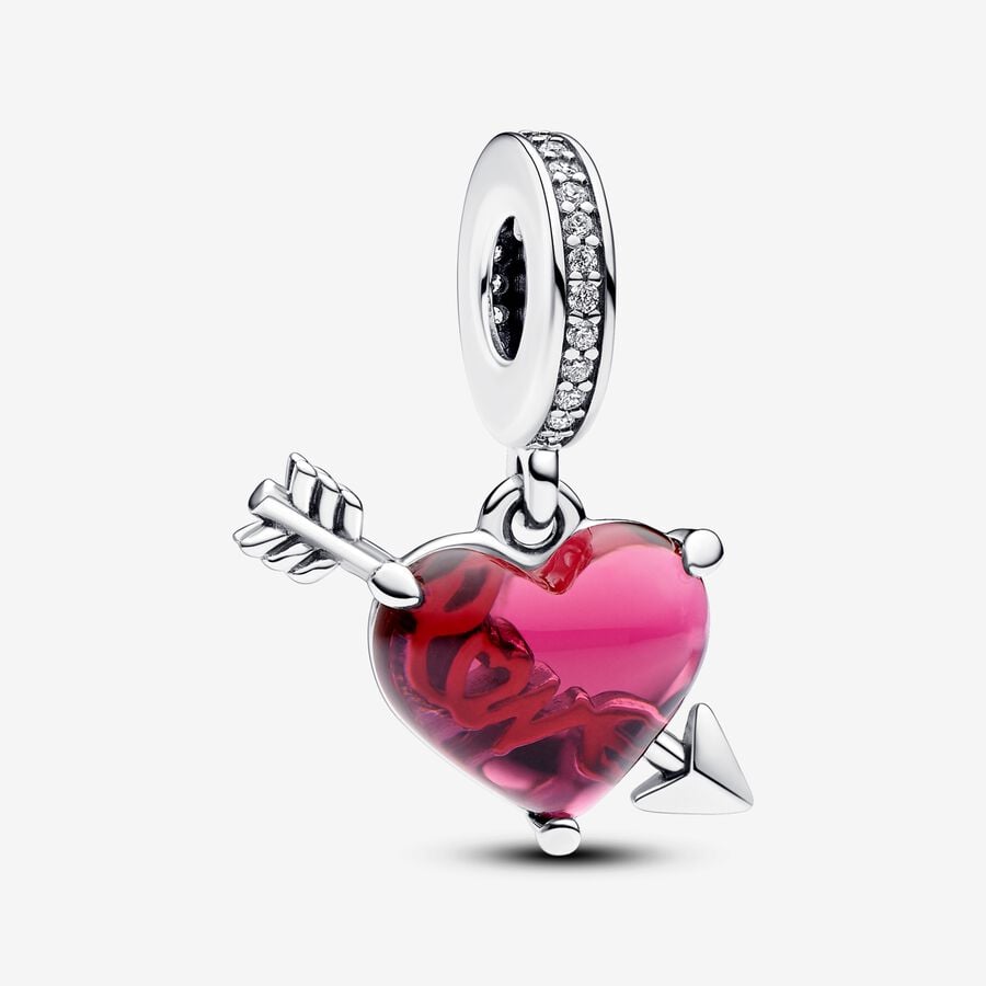 Pandora Red Heart & Arrow Murano Glass Dangle Charm - Fifth Avenue Jewellers