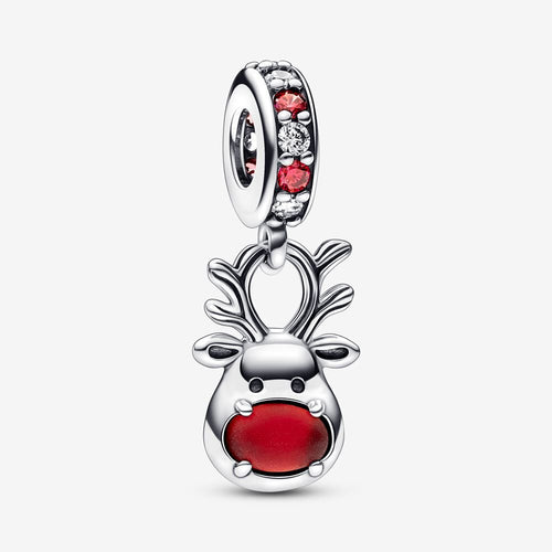 Pandora Red Nose Reindeer Murano Dangle Charm - Fifth Avenue Jewellers