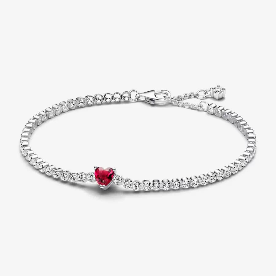 Pandora Red Sparkling Heart Tennis Bracelet - Fifth Avenue Jewellers
