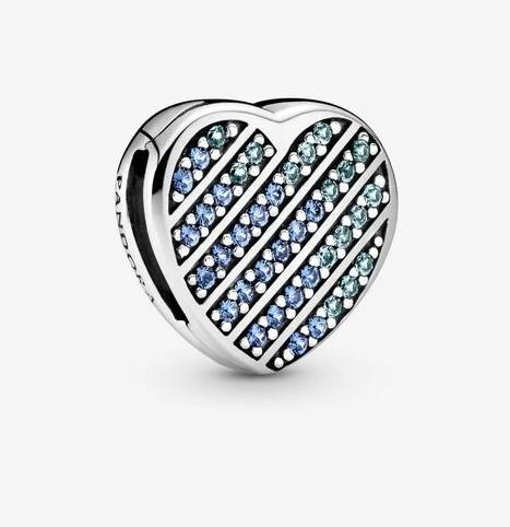 Pandora Reflexions Blue Pavé Heart Clip Charm - Fifth Avenue Jewellers