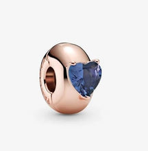 Load image into Gallery viewer, Pandora Rose Blue Heart Solitaire Clip Charm - Fifth Avenue Jewellers

