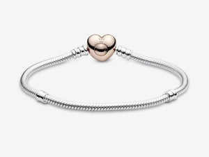 Pandora Rose Moments Heart Clasp Snake Chain Bracelet - Fifth Avenue Jewellers
