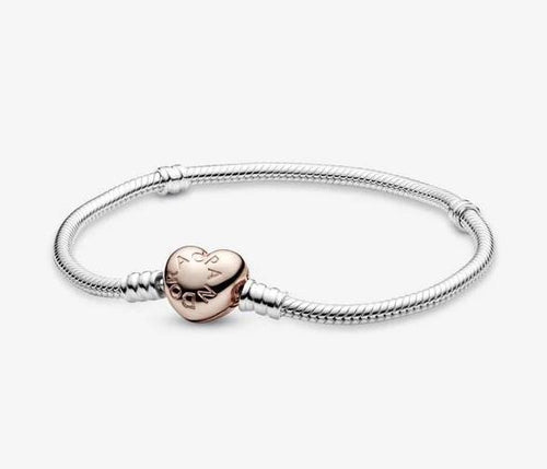 Pandora Rose Moments Heart Clasp Snake Chain Bracelet - Fifth Avenue Jewellers