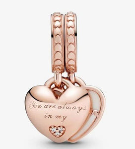 Pandora Rose Mother & Daughter Heart Split Dangle Charm - Fifth Avenue Jewellers