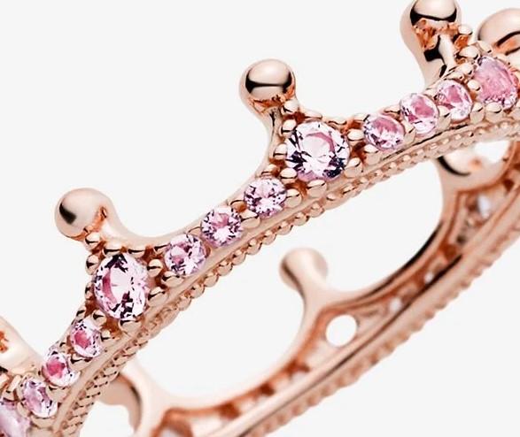 Gold Plated Queen Crown Ring Pandora Pandora Rose Pink