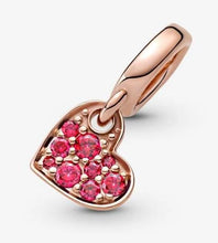 Load image into Gallery viewer, Pandora Rose Red Pavé Tilted Heart Dangle Charm - Fifth Avenue Jewellers
