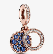 Load image into Gallery viewer, Pandora Rose Sparkling Blue Disc Double Dangle Charm - Fifth Avenue Jewellers
