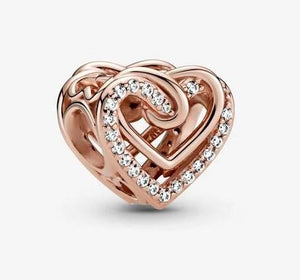 Pandora Rose Sparkling Entwined Hearts Charm - Fifth Avenue Jewellers