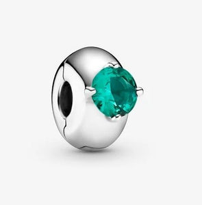 Pandora Round Green Solitaire Clip Charm - Fifth Avenue Jewellers