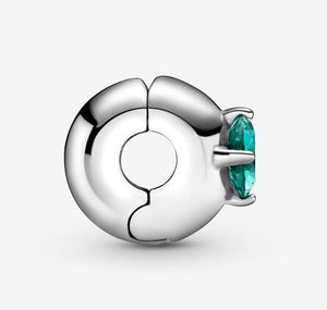 Pandora Round Green Solitaire Clip Charm - Fifth Avenue Jewellers