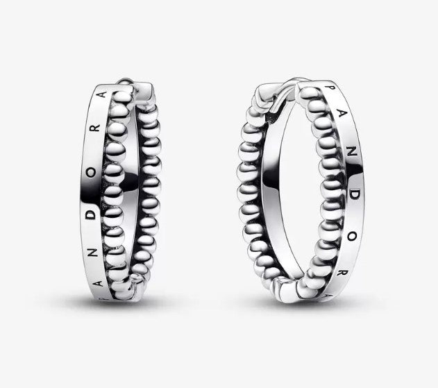 Pandora Signature Logo & Beads Hoop Earrings - Fifth Avenue Jewellers