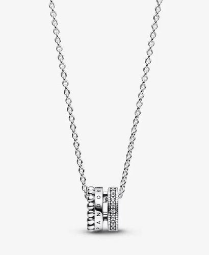 Pandora Signature Logo Pavé & Beads Pendant & Necklace - Fifth Avenue Jewellers