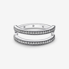 Load image into Gallery viewer, Pandora Signature Logo &amp; Pavé Double Band Ring - Fifth Avenue Jewellers
