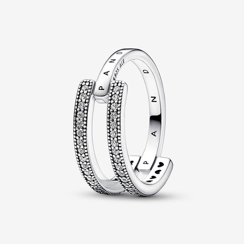 Pandora Signature Logo & Pavé Double Band Ring - Fifth Avenue Jewellers