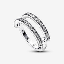 Load image into Gallery viewer, Pandora Signature Logo &amp; Pavé Double Band Ring - Fifth Avenue Jewellers

