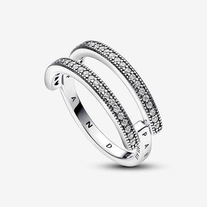 Pandora Signature Logo & Pavé Double Band Ring - Fifth Avenue Jewellers