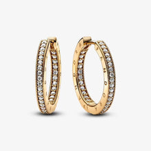 Load image into Gallery viewer, Pandora Signature Logo &amp; Pavé Hoop Earrings - Fifth Avenue Jewellers
