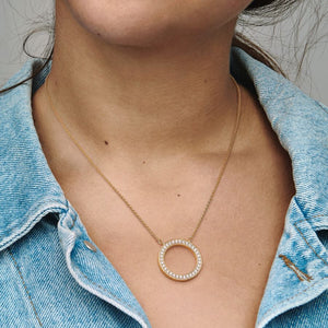 Pandora Signature Pavé & Hearts Circle Pendant Necklace - Fifth Avenue Jewellers