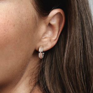 Pandora Signature Two Tone Logo & Pavé Hoop Earrings - Fifth Avenue Jewellers