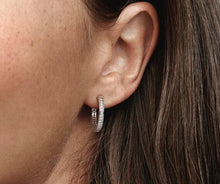 Load image into Gallery viewer, Pandora Sparkle &amp; Logo Hoop Earrings - Fifth Avenue Jewellers
