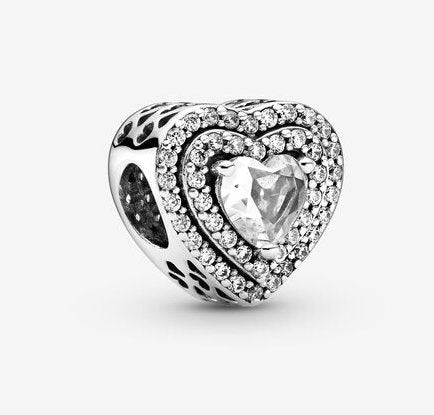 Pandora Sparkling Levelled Hearts Charm - Fifth Avenue Jewellers