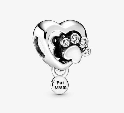 Pandora Sparkling Paw Print & Heart Charm - Fifth Avenue Jewellers