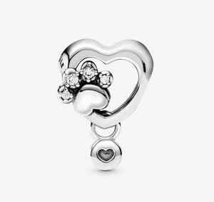 Pandora Sparkling Paw Print & Heart Charm - Fifth Avenue Jewellers