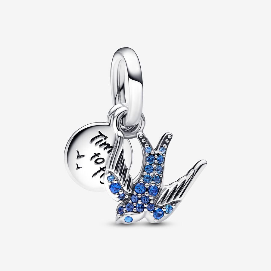 Pandora Sparkling Swallow & Quote Double Dangle Charm - Fifth Avenue Jewellers