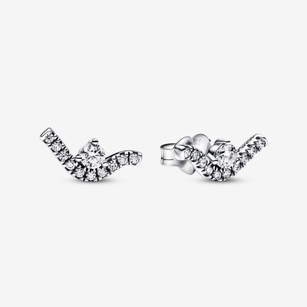 Pandora Sparkling Wave Stud Earrings - Fifth Avenue Jewellers
